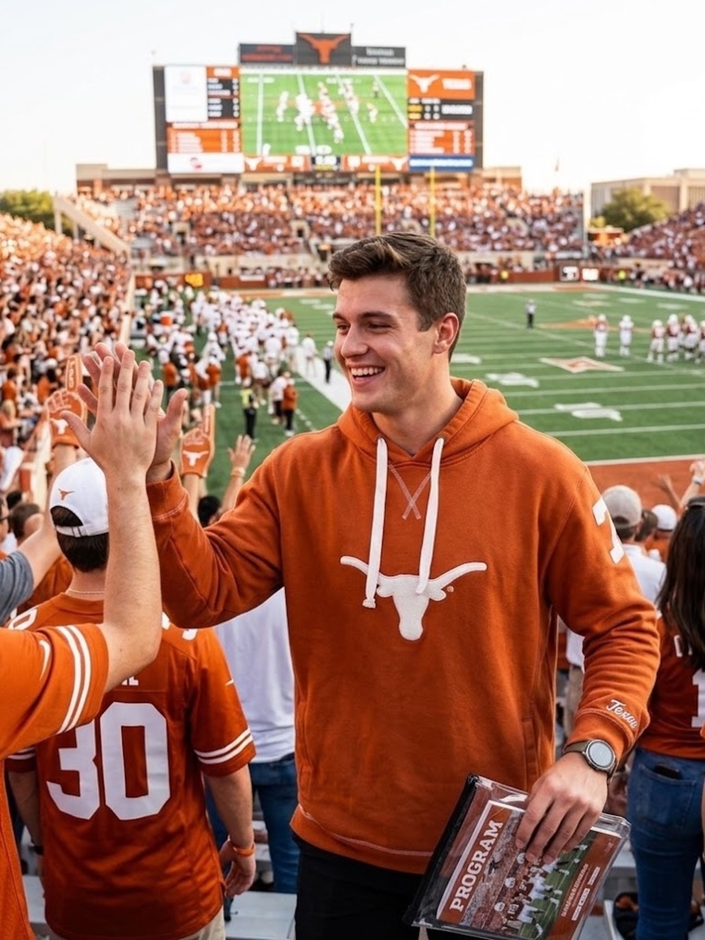 Majestic Men's Burnt Orange Texas Longhorns Hoodie Sweatshirt, Size Medium